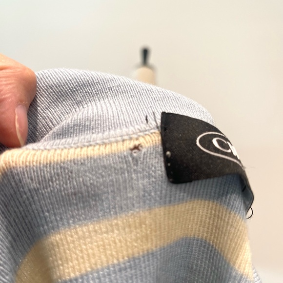 Cider Blue Cream Stripe Collar Long Sleeve Sweater Top - Picture 9 of 9